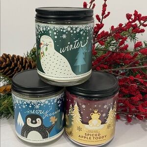 Bath & Body Works “Winter” “Merry Cookie” & “Spiced Apple Toddy” Candles